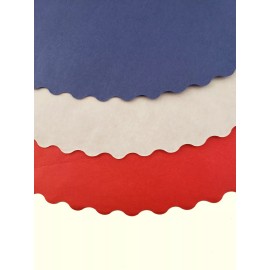 Party Favors Plus Patriotic Red-White-Blue  14" Round Paper Placemats Scalloped - 24 pcs