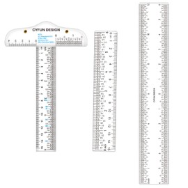 3PCS 6''/12 '' Acrylic Clear Edge Rulers T-Square Ruler, inches and Metric Zero-Centering, T Square Ruler Transparent,for Crafting Drafting and General Layout Work Art Framing & Drafting Scrapbooking