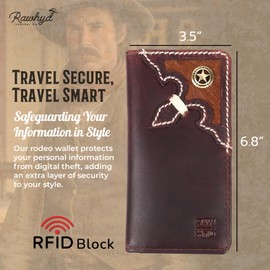 RAW HYD Western Wallets for Men - RFID Blocking Wallet - Full Grain, Hair-On Leather Mens Western Wallet - Concho Long Cowboy Wallets for Men - Mens Wallets Bifold Leather - Western Gifts for Men