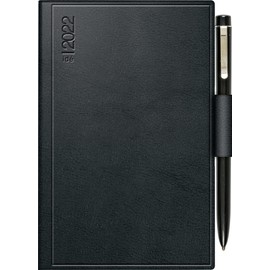 rido/idé 7016263902 Pocket Calendar Industrie II, 1 Page = 2 Days, 75 x 112 mm, Plastic Cover Skivertex Black, Calendar 2022, with Ballpoint Pen