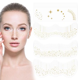 20 PCS Glitter Freckles Face Tattoo,Glitter Fake Freckles Temporary Face Tattoo for Women and Kids,Gold Face Sparkle Faux Freckle Makeup Patches(Gold)
