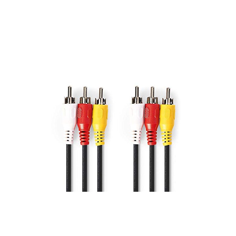 Nedis CVGP24300BK50 Composite Video Cable | 3x RCA Male -