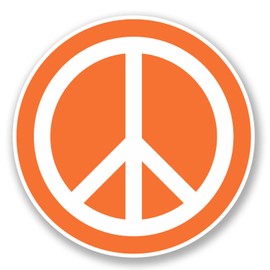 2 x 10cm Peace Vinyl Sticker Symbol Hippy Camper Van Badge Orange Surf #5611 (10cm x 10cm)