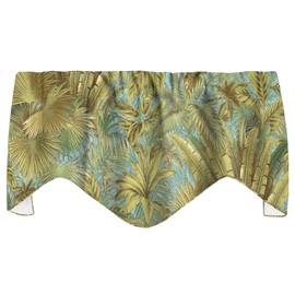 Window Treatments Valance Curtains Kitchen Curtains Window Valances or Living Room Curtains Lined Swag Short Curtains Tommy Bahama Fabric Beach Décor Green and Blue Valence 53" x 18"