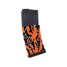 One Stop Decals Black/Orange Tiger Stripes Camouflage Premium Vinyl wrap (Skin) DIY kit for 30/20/10 Rounds 5.56/0.223 NATO Magazine. Durable, Waterproof, Matte. Inspired by Battlefield 4 (BF4).