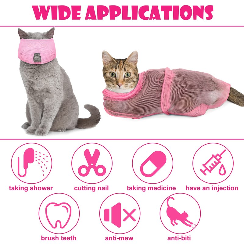 Patelai 5 Pcs Cat Bathing Bag Set Cat Grooming Bag