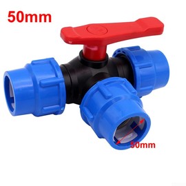 Quick Connector PE Three-Way Ball Valve Pipe Garden Hose T Type Irrigation Connector 20/25/32/40/50mm (50mm)