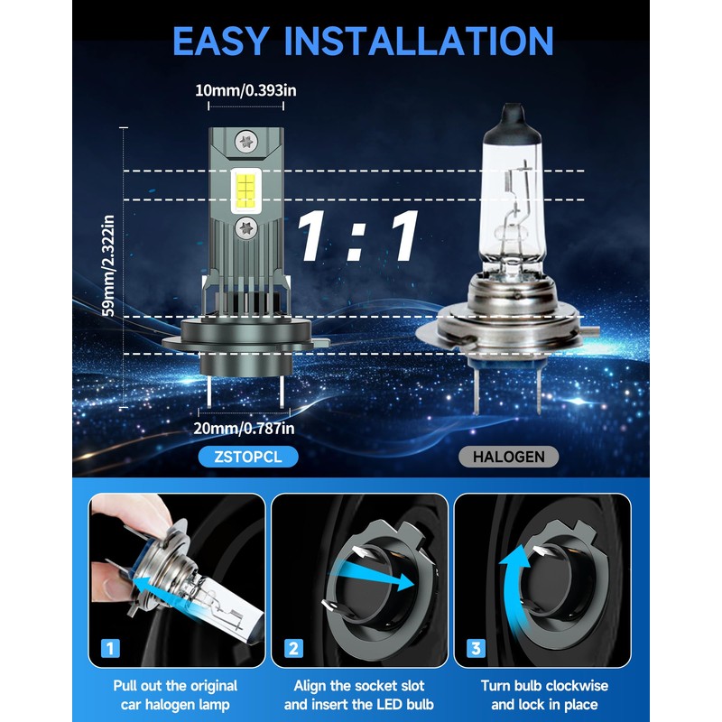 ZSTOPCL Compatible with Hyundai Sonata 2011-2014 Fog Bulbs, High&Low Beam