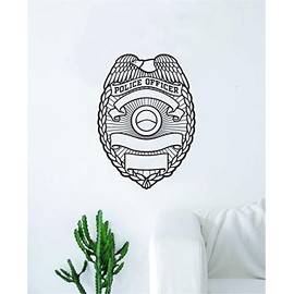 Police Officer Badge Wall Decal Sticker Vinyl Art Bedroom Living Room Decor Decoration Teen Quote Inspirational Boy Girl Motivational Cop Sheriff