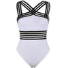 Hilor Women's One Piece Swimwear Front Crossover Swimsuits Hollow Bathing
