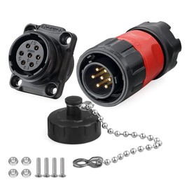 CNLINKO YM-20 Industrial Waterproof Connector IP68 Round Connector Military Design PBT Housing Plug Aviation Connector M20 2-12 Pin Flange Socket (7 Pin)