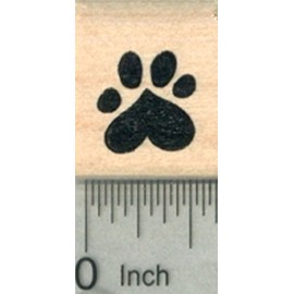 Small Heart Paw Print Rubber Stamp, Dog, Cat Valentine Series .5 inch Wide