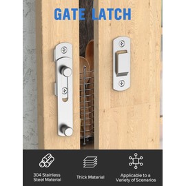 MeBantoo Sliding Barn Door Lock, Stainless Steel Safety Flip Gate Latches & Door Bolt Locks for Wine Cabinet, Bathroom, Outdoor, Garage, Garden, Closet (1, Silver)