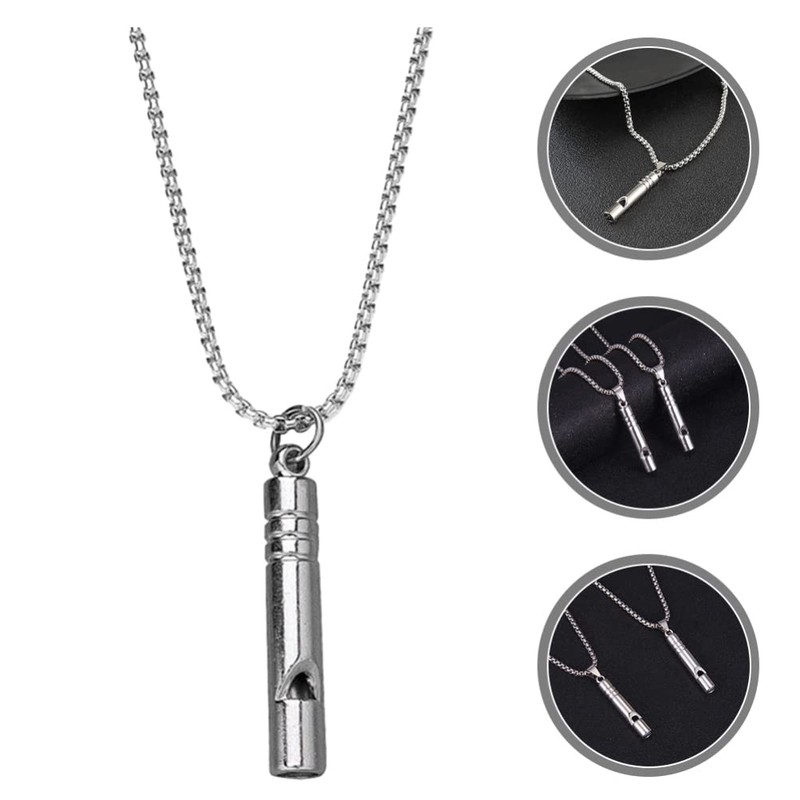 USHOBE Whistle Pendant Necklace Alloy Outdoor Emergency Whistle Emergency Survival