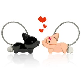 EQLEF Couple Keyring, Cute Key Ring, Magnetic Love Keychain with Gift Box, Aluminium Alloy Couple Key Ring, Gifts for Boyfriend, Girlfriend, Corgi