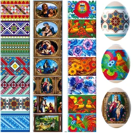 Lot 3 Ukrainian Thermo Heat Shrink Sleeve Decoration Easter Egg Wraps Pysanka Set - for 21 Easter Eggs (Set # 7)