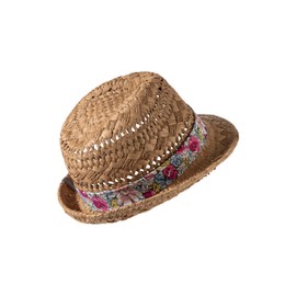Sterntaler Straw Hat Flowers for Girls - Baby Hat with UV Protection 50+ and Flower Print - Sun Hat Baby Protects the Head from the Sun on Hot Days, beige