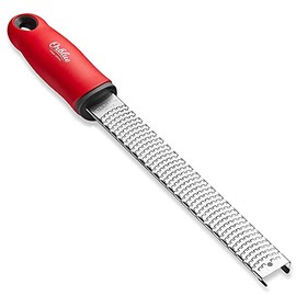 (Recommended by Culinary Researchers) Oblu Grater Premium Zester Grater | Cheese Grater, Durable and Long Lasting! Rust Resistant Stainless Steel | Protective Cover Included, Dishwasher Safe (Red)