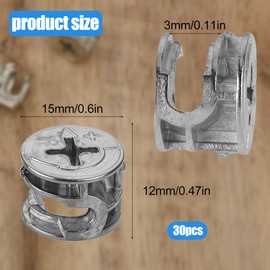 Styquenzer 30 Pcs Furniture Cam Lock Fasteners Nut Connectors Fittings 15mm x 11mm Eccentric Wheels for Cabinet Panel Dresser Wardrobe Connecting