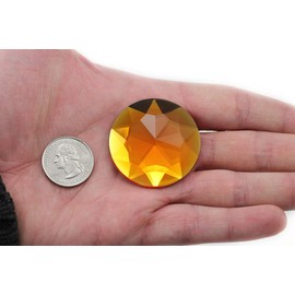 KraftGenius Allstarco 43mm Orange Hyacinth H125 Large Self Adhesive Round Jewels Acrylic Rhinestones Stick On Plastic Gems for Cosplay - 2 Pieces