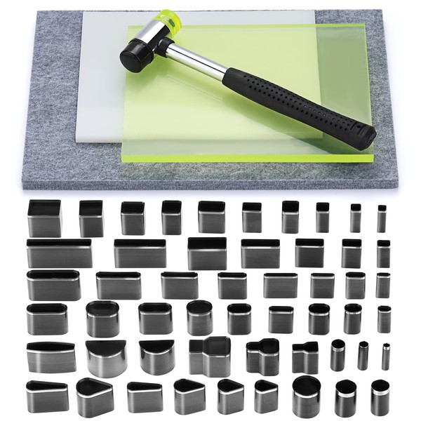 52 Shape Style Leather Hole Punch Tool,Leather Punch Mat, Leather