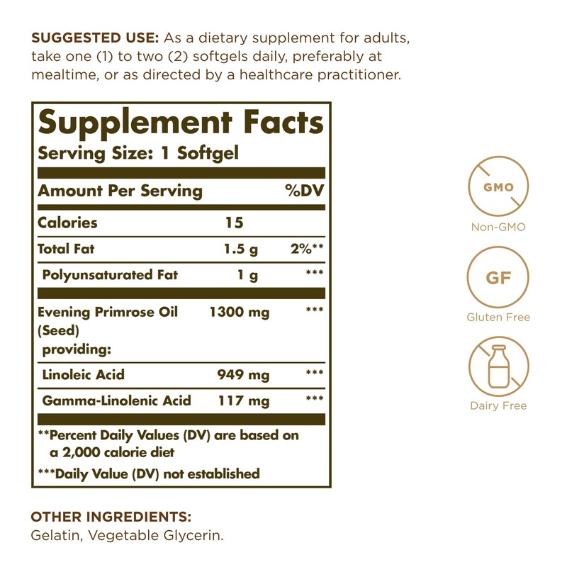 Solgar Evening Primrose Oil 1300 mg, 60 Softgels (Pack of