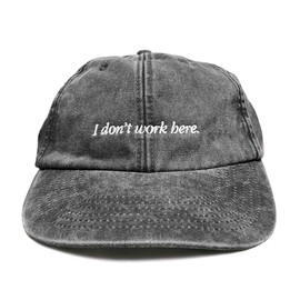 Vivian Flytrap Unisex I Don't Work Here Washed Embroidered Dad Baseball Cap - Black