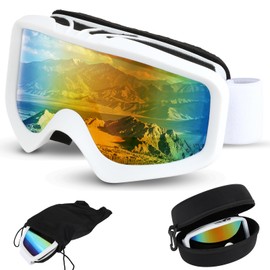 ToopMount Ski Goggles Snowboarding Anti Fog, OTG Ski Goggle Over Glasses 100% UV Protection Snow Goggles for Men Women Adult (VLT 15%)