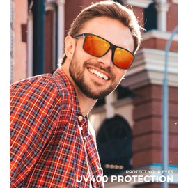 Perfectmiaoxuan Polarised Sunglasses Men/Women; Vintage/Classic Glasses Frame; UV400 HD Pilot Lenses; Golf/Driving/Fishing/Travel Glasses/Outdoor Sports Fashion Sunglasses, 【a1】Red + Silver