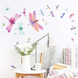 Colorful Dragonfly Wall Stickers Dragonfly Window Stickers Peel and Stick Dragonfly Decals Dragonfly Window Clings Decals Dragonfly Wall Decals for Girls Bedroom Living Room Nursery Decor