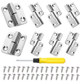 Pack of 8 Lifting Hinges 304 Stainless Steel, 37 x 33 x 2 mm Hinges Small, Door Hinges Furniture Hinges with Screws and Screwdriver, Hinges Foldable for Door Furniture Cabinet Folding Table Wooden Box