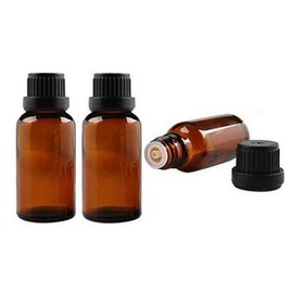 erioctry 3PCS 30ml Empty Portable Amber Glass Vial Essential Oil Bottles with Orifice Reducer and Black Cap for Cosmetic Essential Oils Chemistry Lab Chemicals Colognes Perfume Aromatherapy