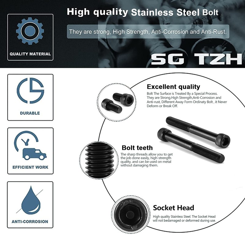 3/8-16 x 1-1/2" Socket Head Cap Screws Bolts, 10Pcs 304