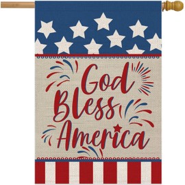 12x18 Inch Double Sided Summer Garden Flag - God Bless America House Flags - Seasonal Large Outdoor Yard Flags of Burlap - Flag Decorations for Home - Outdoor Decorative Banners for Yard