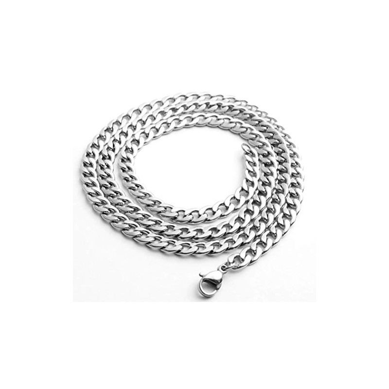 r_planning Silver Necklace, Curb Chain, Simple Design, Accessory, Unisex, Unisex