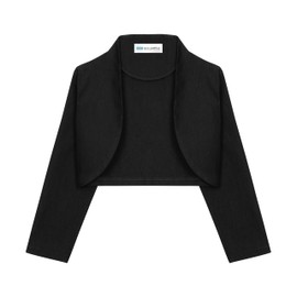 BOLEROSE Girls 3/4 Sleeve Kids Formal Bolero (Black, 11-12 YRS)