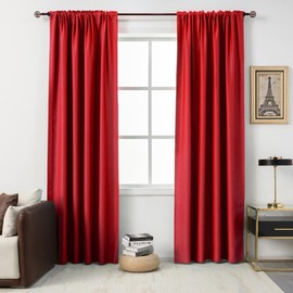 DUALIFE Red Blackout Curtains for Living Room - 96 Inch Length Rod Pocket Thermal Insulated Room Darkening Energy Saving Soundproof Curtains for Bedroom Set of 2 Panels (Red 54x96)