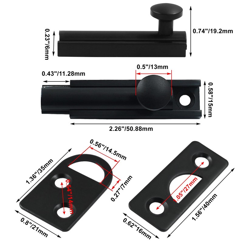 PHITUODA Sliding Deadbolt, Heavy Duty Solid Brass Surface Bolt, Door