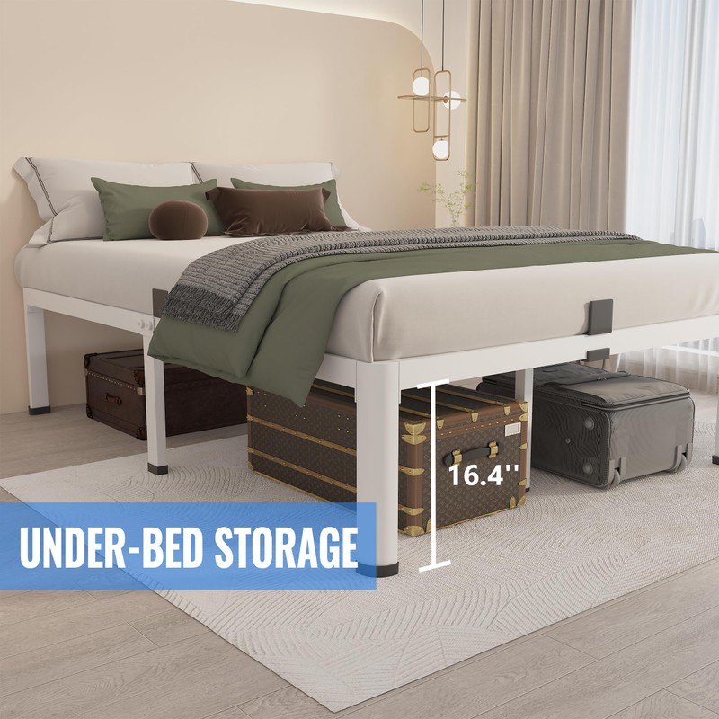 MAF 18 Inch Queen Size Bed Frame White with Round