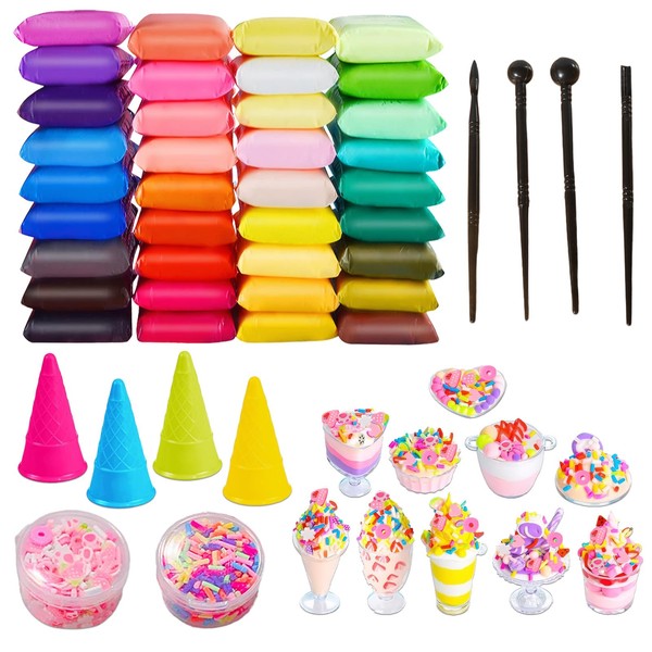 Modelliermasse Lufttrocknend, Spielknete Polymer Clay Farben Knete Lufttrocknend 36 Farben