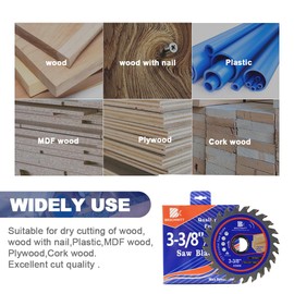Carbide Tipped Teeth Compact Circular Saw Blade 24T 3 3/8"- BRSCHNITT 3pcs Wood Cutting Saw Blade for General Purpose Cutting & Trimming Wood, Plastic and Composite Materials Arbor:3/5"-3/8"