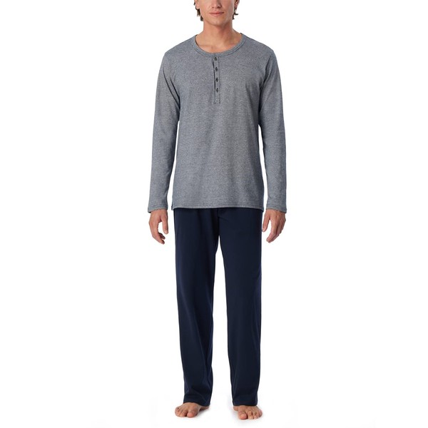 Schiesser Men's Long Pyjamas with Button Placket, Nightwear Set