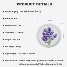 Uanvaha Lavender Flying Disc Bouquet of Purple Flower with Green Leave Ultimate Sport Disc 175g for Competitions, Team Game Exercise Outdoor Activity