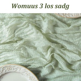 Dokpav 2pcs Camino De Mesa De Gasa Boho, Tela de Queso Rústico Elegantes para Decoración De Mesa Y Boda, Novia, Baby Shower, Fiesta de Cumpleaños, 90*300cm (Beige)