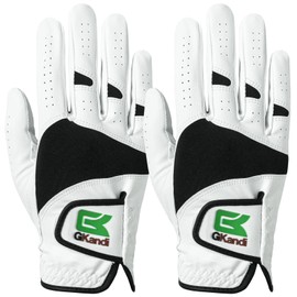 Men's Golf Gloves Value 2 Pack, Quality Soft Leather All Weather Grip Glove for Right & Left Handed Golfer, Breathable Design with Comfortable Fit (White, ML,Worn on Right Hand)