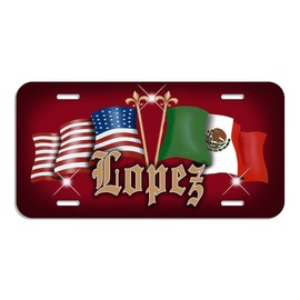 Mexico USA Unity Flags Auto License Plate Personalize Mexican American
