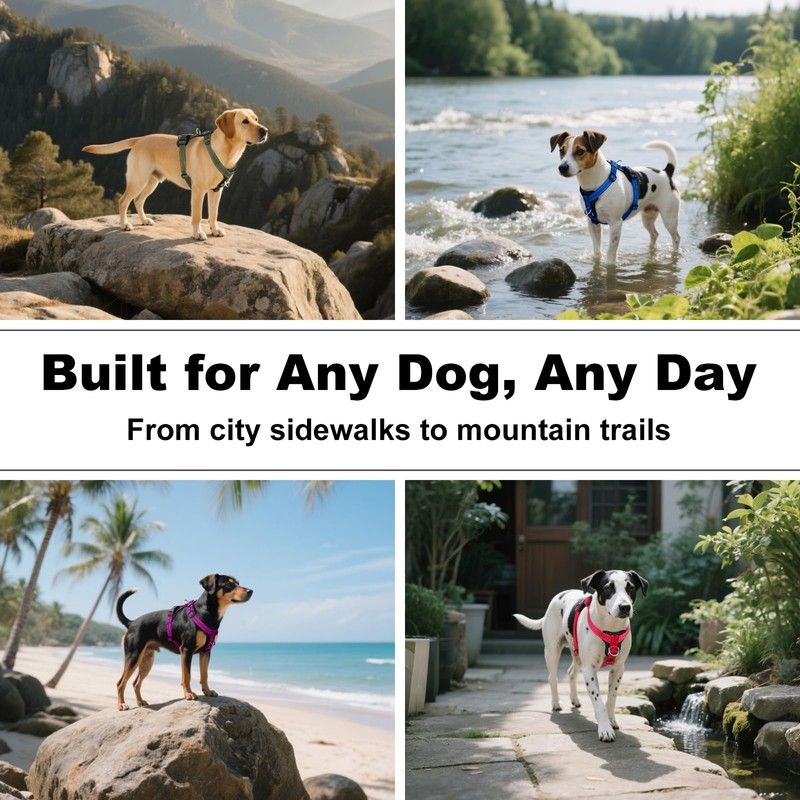 Plutus Pet Adjustable No Pull Dog Harness with Leather Accents,