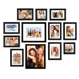 Egofine 12 Pack Black Gallery Wall Frame Set Solid Wood Picture Frame Collage Wall Art Decor for Home Decoration,Hanging or Tabletop Display,Include Multi-Size Two8x10, Four5x7,Four4x6,Two4x4