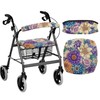 Rerteryuro Rollator Walker with Seat Cover Walker Accessories Boho Flower
