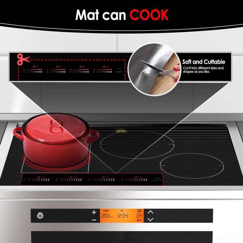 KitchenRaku Large Induction Cooktop Protector Mat 21.2x35.4 IN,Translucent (Magnetic) Electric